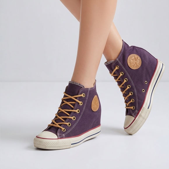 Converse Shoes - Converse‎ Chuck Taylor All Star Lux Wedge Plum Purple Suede Sneakers Womens 9